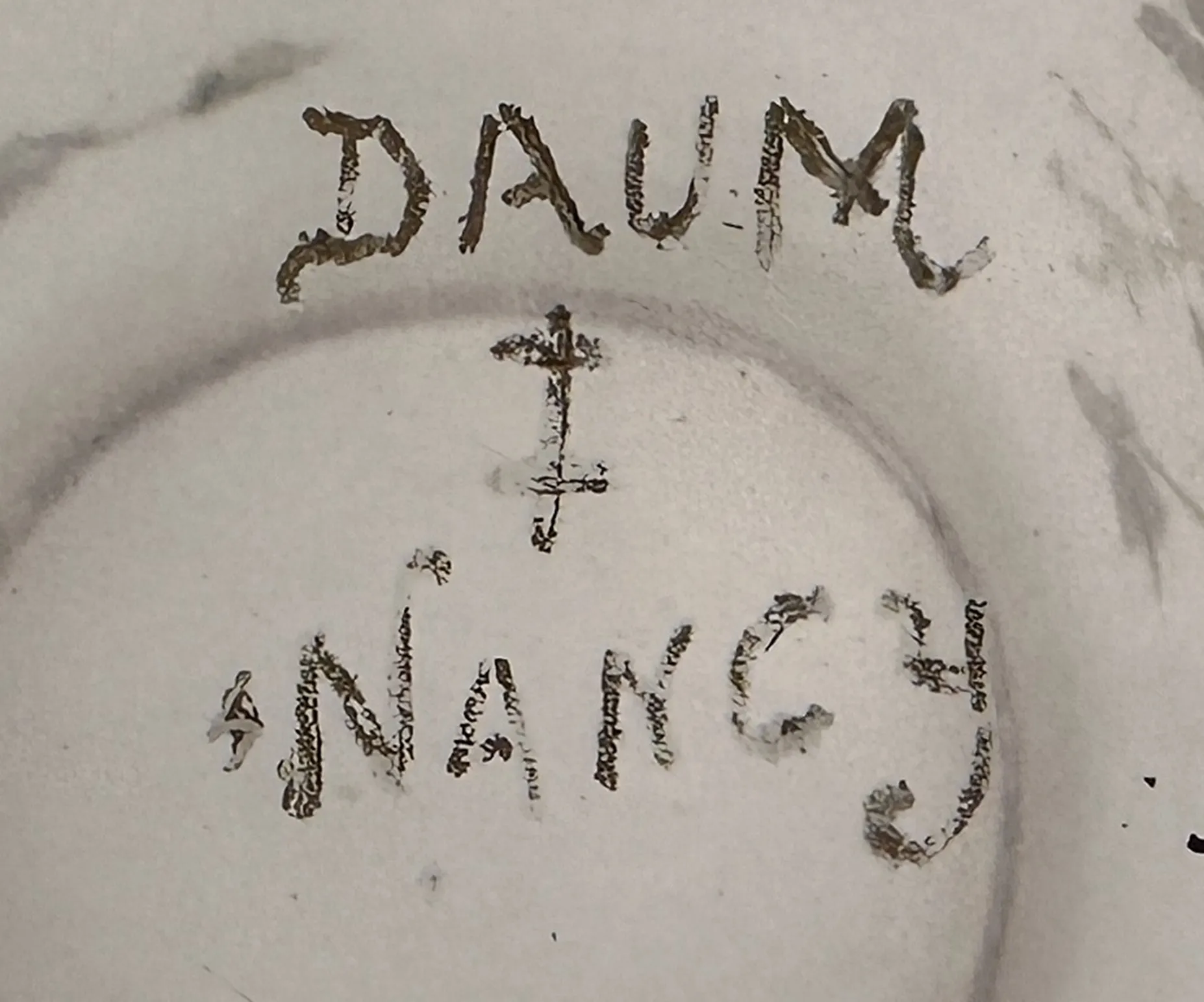старинная печать daum nancy с видимой надписью